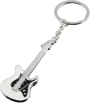 [outret] Key Ring Keychain Cute Guitar Pendant Women Men Gift Clasps for Key Bag Ornaments Small Souvenir Birthday Gift Gray Exquisite Workmanship Durable and Nice