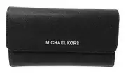 Michael Kors Jet Set Large Trifold Wallet Black Leather 35S8STVF7L NWT FS