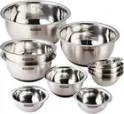 Tramontina Guru 11 Pc Stainless Steel Prep Bowl with Black Silicone Base Set, 81