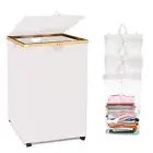 160L Laundry Basket with Wheels and Lid, Large Rolling Laundry Hamper with 3 ...