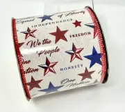 D. Stevens Ribbon 4” X 10 Yds. NEW Sealed 4th Of July Pattern Patriotic Stars