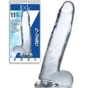 Jock C-Thru 11 Inch Dong With Balls Realistic Dildo Women & Male Sex Toy
