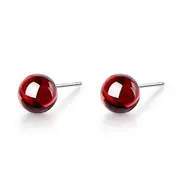 Scarlet Red Ball Stud Earrings