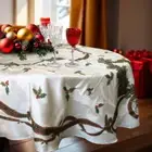 Wreath Cream Christmas Festival Jacquard Printed Cotton Rich Oval Tablecloth