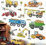 Construction Vehicles Wall Decals Cars Truck Tractor Wall Stickers Baby Nursery Boys Bedroom Kids Playroom Wall Decor