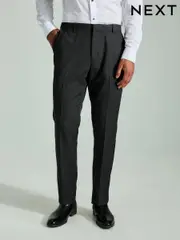 Charcoal Grey Tape Detail Textured Tuxedo Trousers (B46788) | $51