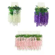 12pcs Hanging Silk Wisteria Vine Garland Artificial Leaf Decoration for Weddings