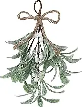 Artificial Mistletoe Swag, Fake Greenery Sprigs, Decorative Frosted Hanging Ornament for Home, Wedding, Spring Decoration, 9.45x4.72x1.97 Inches, PP, Metal Wire, Gold Powder, Paper