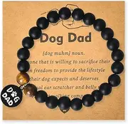 Dog Dad Bracelets for Men Boy Dog Pet Lover Gifts for Best Friend Bff Daddy Birthday Gifts for Dog Pet Owners Loss of Dog Sympathy Gifts for Dog Dad Fathers Day Gift Ideas Black Tiger Eye Bracelet
