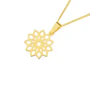 9ct Gold Open Cutout Flower Pendant