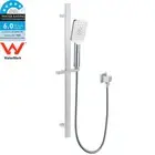 WELS Chrome Square Sliding Rail Handheld Shower Head Flexible Wall Connector Set