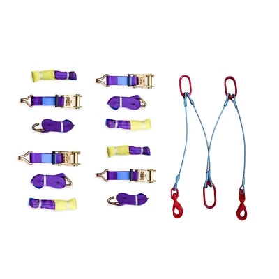 4x 5ton Tie Down Ratchet Strap Set + 2ton Steel Winch Assisting Brother Strop