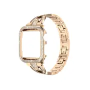 Nevenka Bling Band Compatible Apple Watch with Case 38 40 42 44mm Rhinestone Cross Straps-Rose Gold