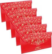 Tofficu Celebrate Christmas 5pcs New Year Red Envelopes Decorative Lucky Money Packets Traditional Style