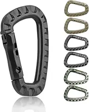 CooBigo 6Pack Tactical Carabiner Keychain Clip Tac Link Plastic Climbing D-Ring Large Key Chain Heavy Duty Spring Snap Hook for Backpack, Belt, Tent, Water Bottle, Camping Lantern, Higing
