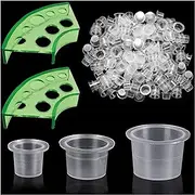 Moricher 300 x Tattoo Ink Cups with 2 Cups Holders - 100 Small 100 Medium 100 Large Tattoo Ink Cups + 2 Cups Holder for Tattoo Ink Permanent Makeup Container Cap Tattoo Accessories