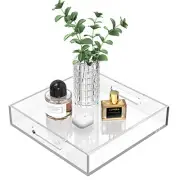 Home Decorative Coffee Table Tray, 10"x10" Elegant Acrylic 10" x 10" x 2" Clear