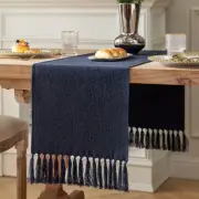 Navy Table Runners 60 Inches Long, Burlap Linen Style Rustic Farmhouse Table ...