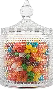 Hobnail Glass Candy Jars with Lid 650ml, Vintage Embossed Candy Dish/Container for Cookie, Nut, Dried Fruit Storage, Biscuit Barrel, Decorative Glass Jars for Candy Buffet, Jewelry Box, Apothecary Jar