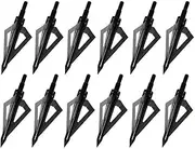 12PK 100Grain Razor Broadheads with 3 Sharp Blades and Screw-in Arrow Heads for Archery Hunting Compound Recurve Bow Arrows