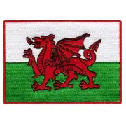 WALES FLAG PATCH WELSH embroidered iron-on APPLIQUE CYMRU UK UNITED KINGDOM