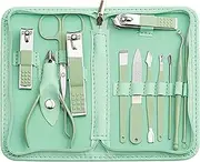 Manicure Pedicure Set - Nail Clippers Toenail Clippers Kit,Professional Manicure Kit Pedicure Kit,Nail Care Kit with,Green Travel Case, Set of 12
