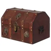 Handmade Pirate Treasure Chest with Lockable Latch, Vintage Wooden Storage Trunk