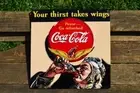 Coca-Cola Aviator Embossed Tin Metal Sign - Airplane - Coke - Pilot - Retro