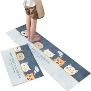 Non-Slip Home Kitchen Door Mat Machine Washable Home Floor Rug Carpet Runner - Lovely Cat Head