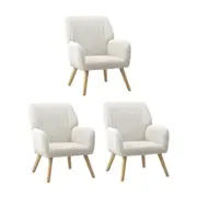 Oikiture 3x Armchair Lounge Sherpa White