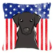 Carolines Treasures BB2165PW1818 American Flag & Black Labrador Fabric Decora...