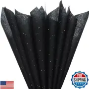 36 Sheets Glitter Black Tissue Paper for Gift Bags – 20 x 20 inch Sparkling W