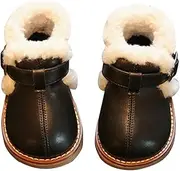 [JEUROT] Girls Ankle Snow Boots Warm Faux Fur Lined Winter Short Booties Comfortable Slip On Dress Boot Shoes with Ankle Strap
