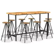 NNEVL 9 Piece Bar Set Solid Acacia Wood and Solid Reclaimed Wood