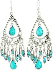 [HXSCOO] Bohemian Style Colorful Water Drop Tassel Earrings for Women