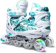 Adjustuble Roller Skates with Light up Wheels for Children and Adults - Kids Inline Roller Boots with Storage Bag for Toddler, Roller Blades for Girls, Boys and Beginner
