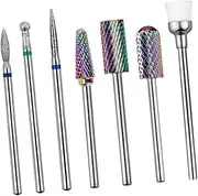 PLAFOPE Sturdy Tungsten Steel Nail Art Grinding Heads 7pcs Set Manicure Nail Buffing Block Polishing Heads for