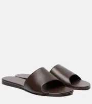 [Amina Muaddi] Amina Muaddi Bianca leather slides AU 7 brown