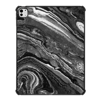 iPad Pro 13-inch (M4) iPad Impact Case Dark painted marble lines