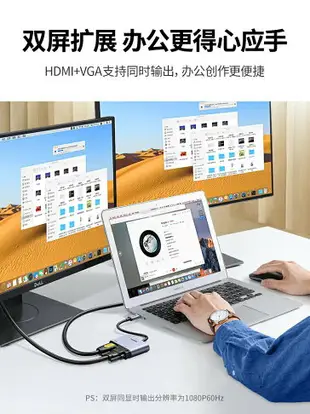 綠聯Typec轉HDMI拓展塢VGA擴展轉換器轉接頭外接筆記本電腦手機iPad平板連接電視投影儀usb多功能投屏顯示器