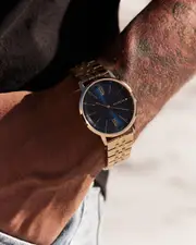 [Tommy Hilfiger] Tommy Hilfiger Men's Cooper Stainless Steel Watch in Blue/Gold One Size Blue/Gold