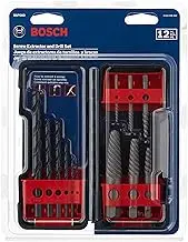 BOSCH BSPE6D 12-Piece Assorted Set Spiral Flute High-Carbon Steel Screw Extractor & Black Oxide Drill Bits Ideal for Removing Stripped Screws, Bolts, Fasteners