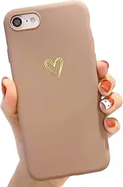 HJWKJUS Compatible with iPhone 6/6s Case for Women Girls, Soft Flexible Durable Cute Heart Pattern Slim Thin TPU Shockproof Case for iPhone 6/6s 4.7＂ -Brown