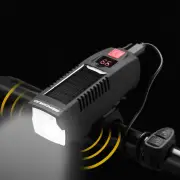 BENGGUO Solar Rechargeable Bike Headlight LED Super Brightness 1800mAh Battery Waterproof 4 Light Modes Warning Flashlig