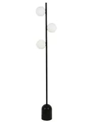 Helix 3 Light Floor Lamp in Black with Opal Glass Shades