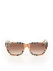 Brown Check Square Frame Sunglasses