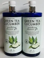 (2x Big 32oz Pack) Pharm to Table Green Tea & Cucumber Soothing Shower Gel Aloe