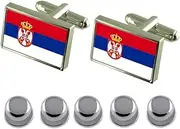 [Select Gifts] Shirt Dress Studs Serbia Flag Cufflinks
