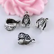 Silver Color Pendant Bails Cord End Charm Beads Jewelry Making Bail Bead 20Pcs