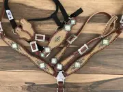 Western Havana Leather Set of Headstall and Breast Collar : 6513